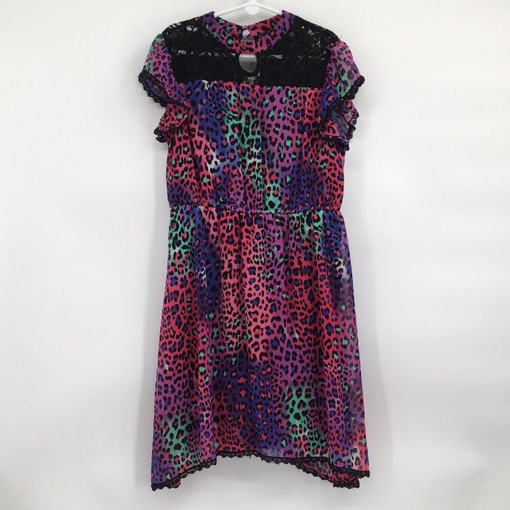 D-signed Disney Pink and Purple Asymmetrical Puff Sleeve Sundress M 10/12